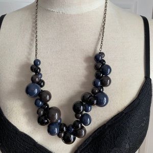 MEXX BLACK AND NAVY FAUX PEARL NECKLACE